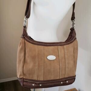 BOC‎ Born Concept Brown & Tan Crossbody Faux Suede Boho Bag